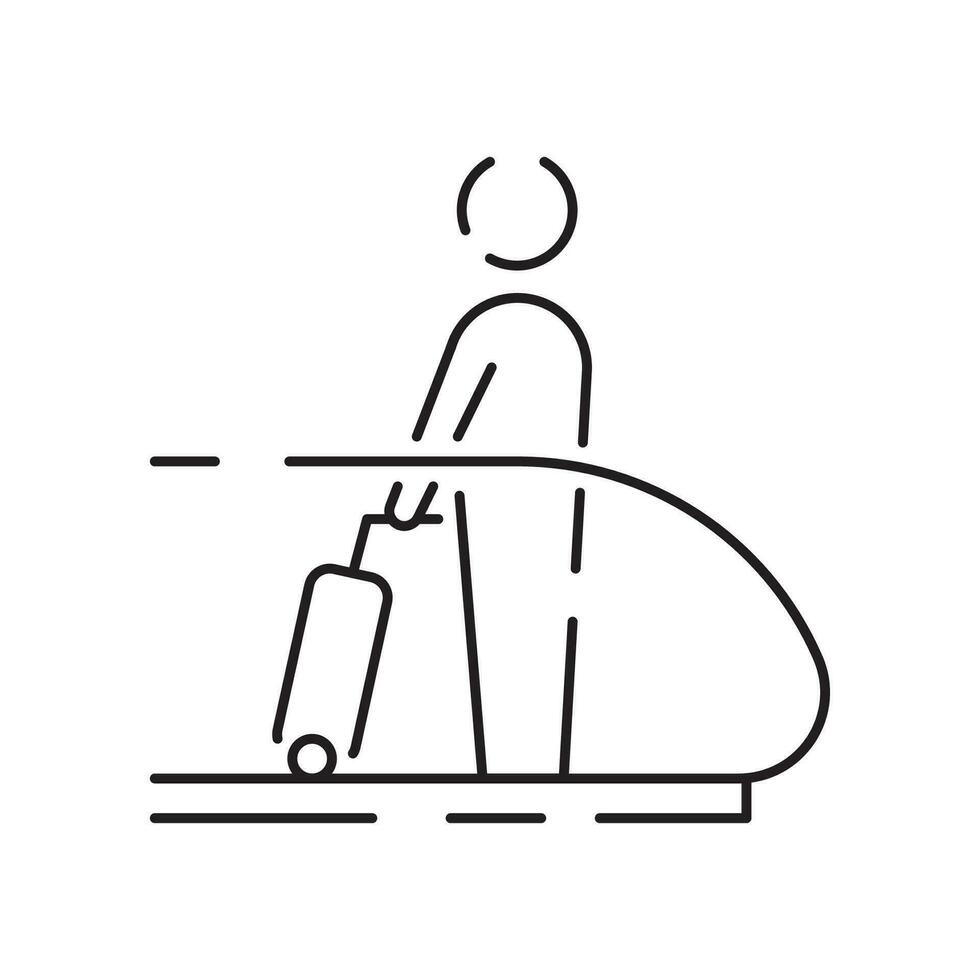 einfach Flughafen verbunden Vektor Linie Symbole. enthält eine solche Symbole wie Abfahrt, Eintrittskarten, Gepäck beanspruchen. Sommer- Reise und Transport.