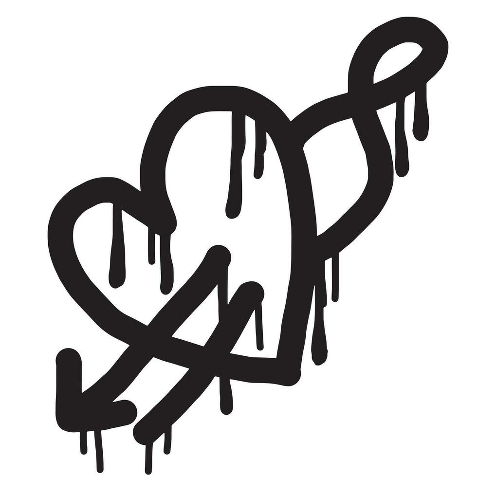 Graffiti Herz mit Pfeil Symbol gesprüht im schwarz Über Weißes Herz mit Pfeil Symbol. Liebe Symbol mit Pfeil. vektor