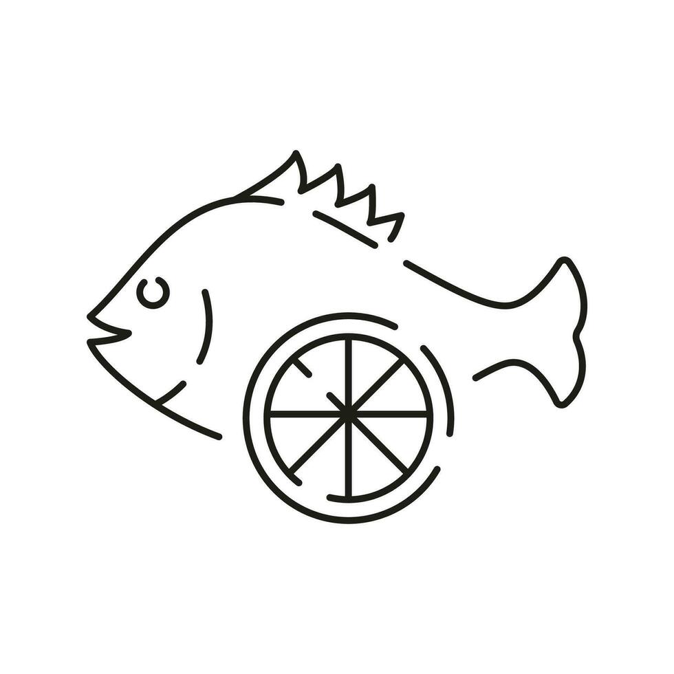 Meer Essen Linie Symbol. Vektor Fisch Restaurant und Weiß Fleisch. eben Illustration.