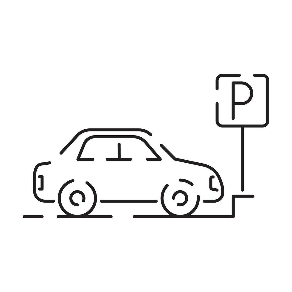 Parkplatz verbunden Symbole. Auto, Fahrzeug oder Transport Linie Vektor Symbol. Zahlen zum Platz Auto Park.