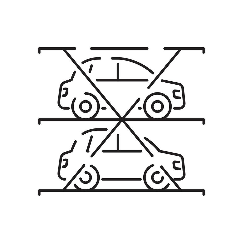 Parkplatz verbunden Symbole. Auto, Fahrzeug oder Transport Linie Vektor Symbol. Zahlen zum Platz Auto Park.