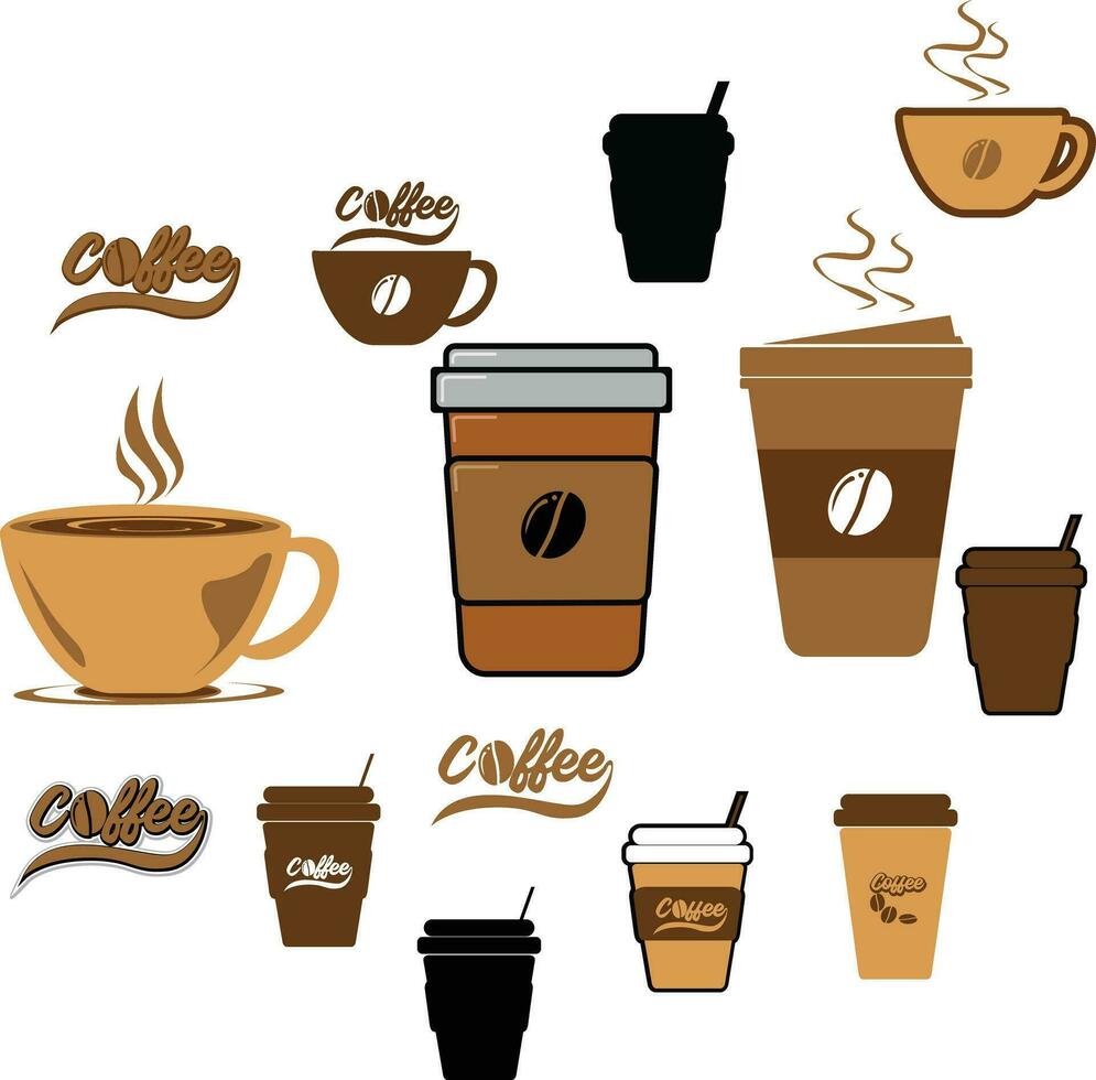 uppsättning av kaffe koppar vektor illustrationer