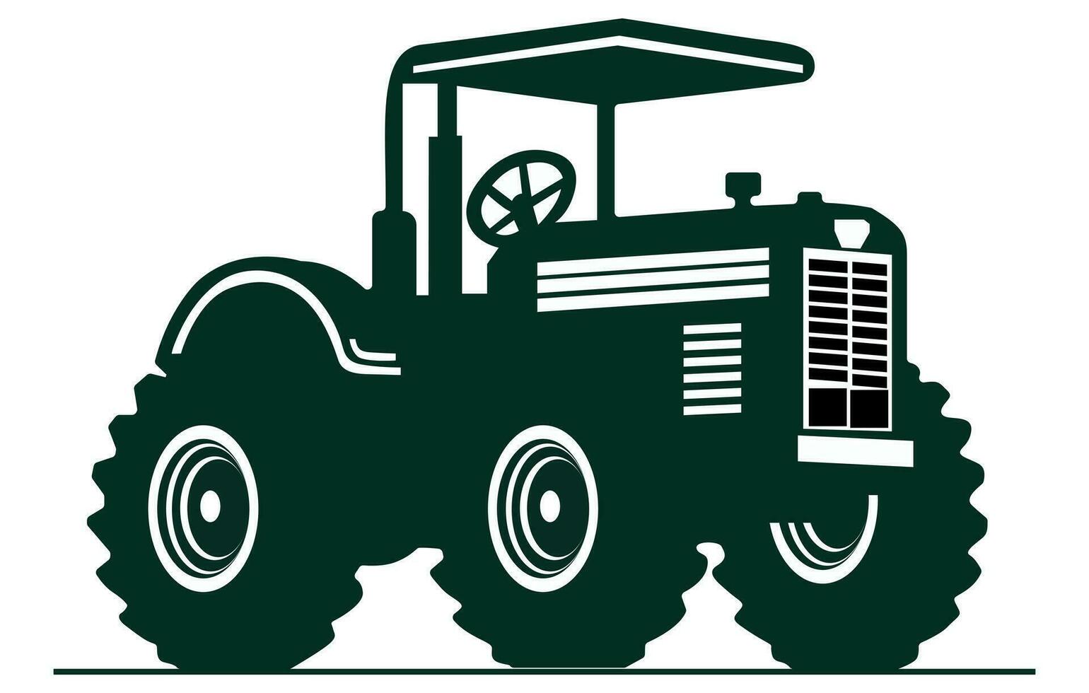 illustration av platt traktor i vektor stil, platt tecknad serie traktor. jordbrukare produktion maskin,