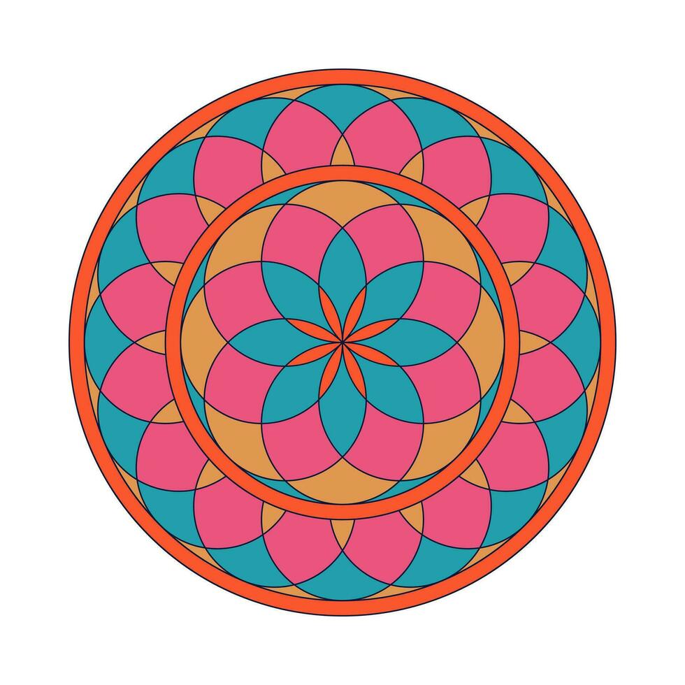 Vektor Hand gezeichnet Gekritzel Mandala ethnisch Mandala mit bunt Stammes- Ornament.