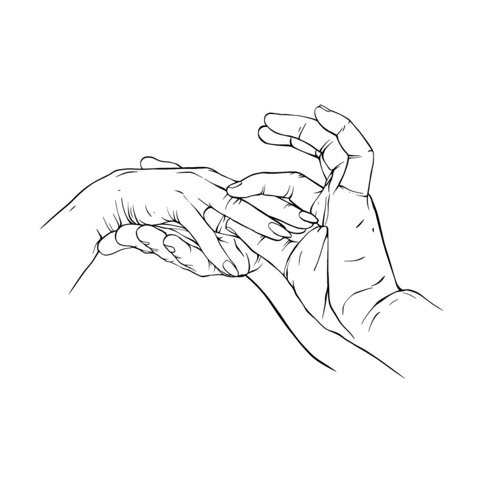 två hand dragen gest skiss vektor illustration linje konst