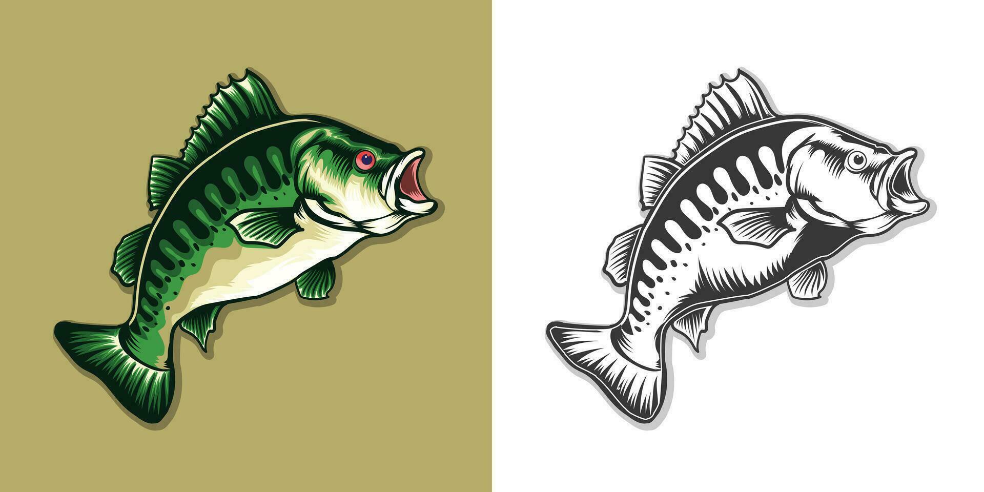 stor bas Hoppar stil fisk vektor illustration uppsättning.