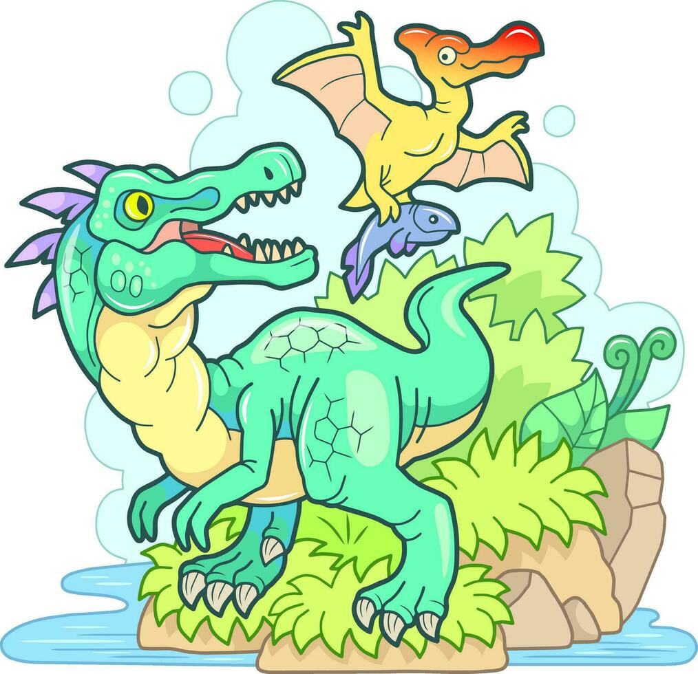 komisch prähistorisch Dinosaurier, Illustration Design vektor