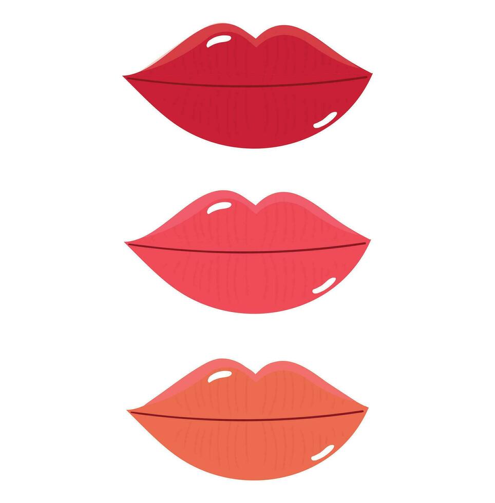Lippen einstellen mit drei anders Schatten Lippenstift kostenlos Vektor