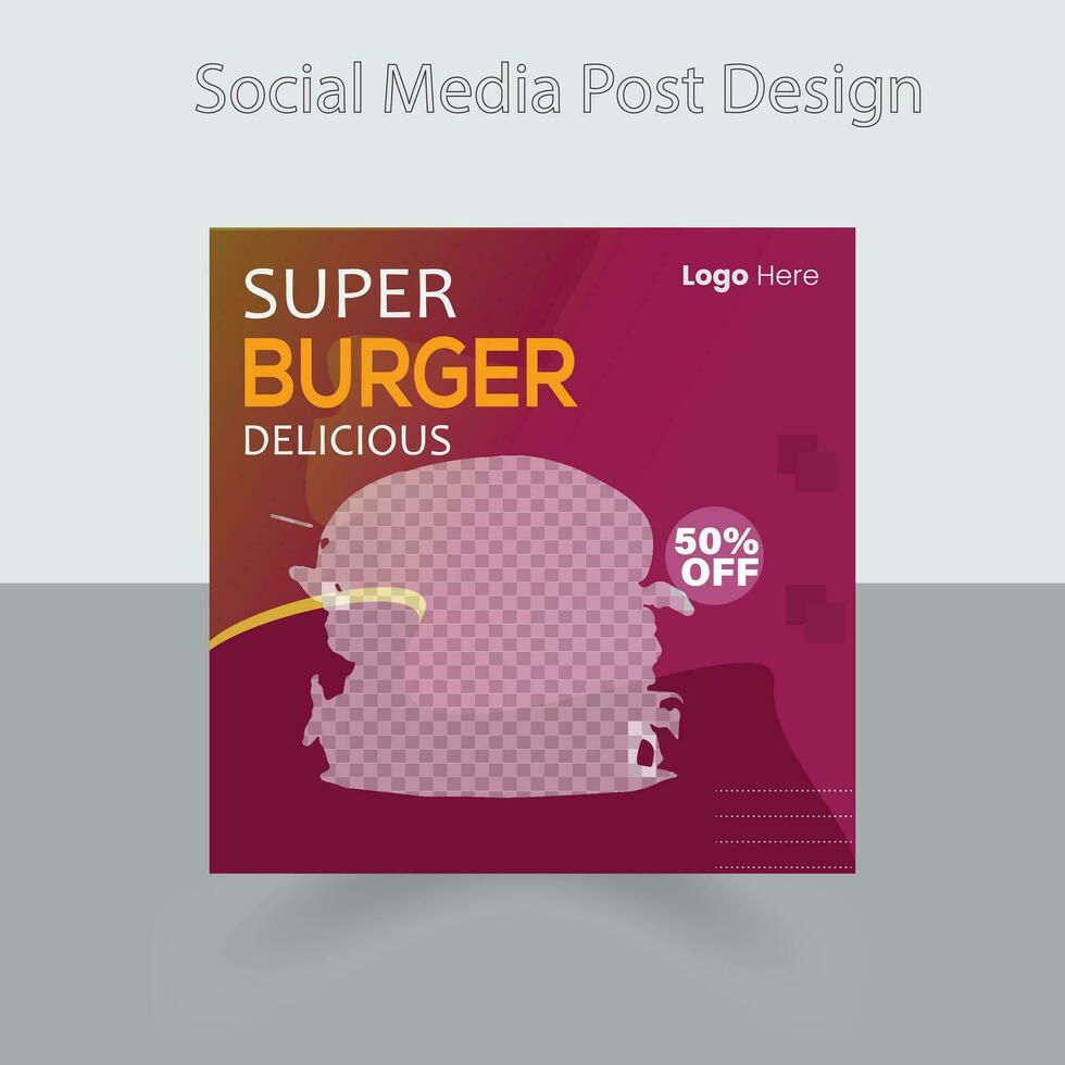 schnell Essen Restaurant Geschäft Marketing Sozial Medien Post oder Netz Banner Vorlage Design mit abstrakt Hintergrund, Logo und Symbol. frisch Pizza, Burger, Pasta vektor