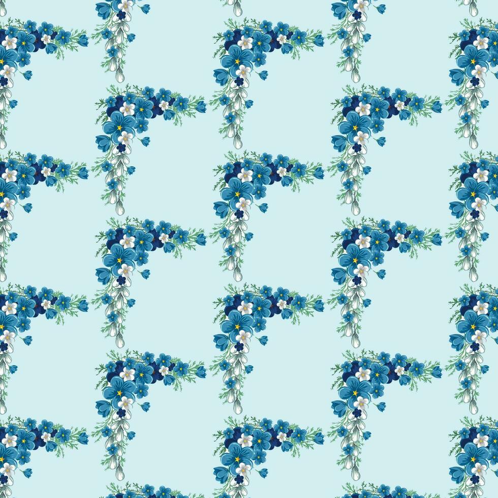 nahtlos Blumen- Muster mit bunt wild Blumen auf Spiegel reflektieren Blau Himmel vektor