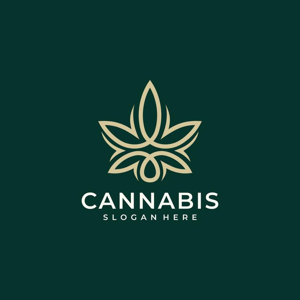 cannabis linje logotyp design vektor