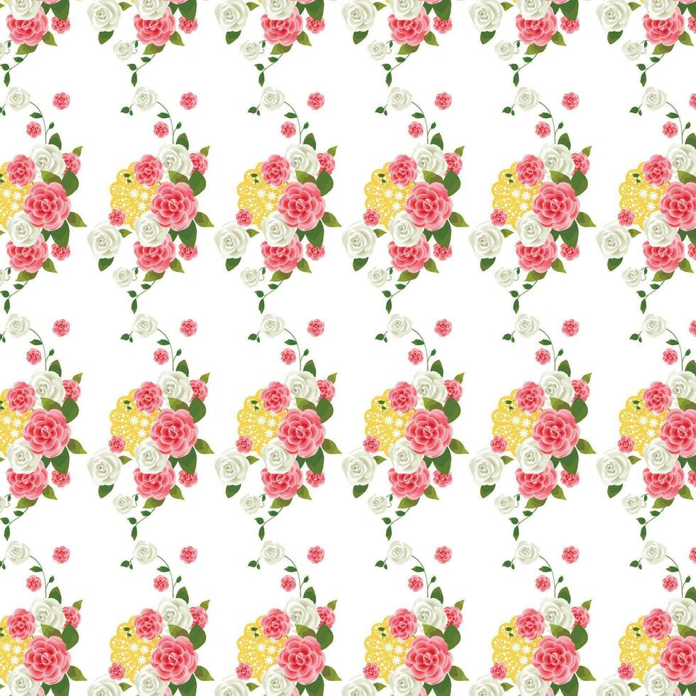 vektorillustration av ett sömlöst blommönster med söta fåglar på våren för bröllop, årsdag, födelsedag och fest. design för banner, affisch, kort, inbjudan och klippbok vektor