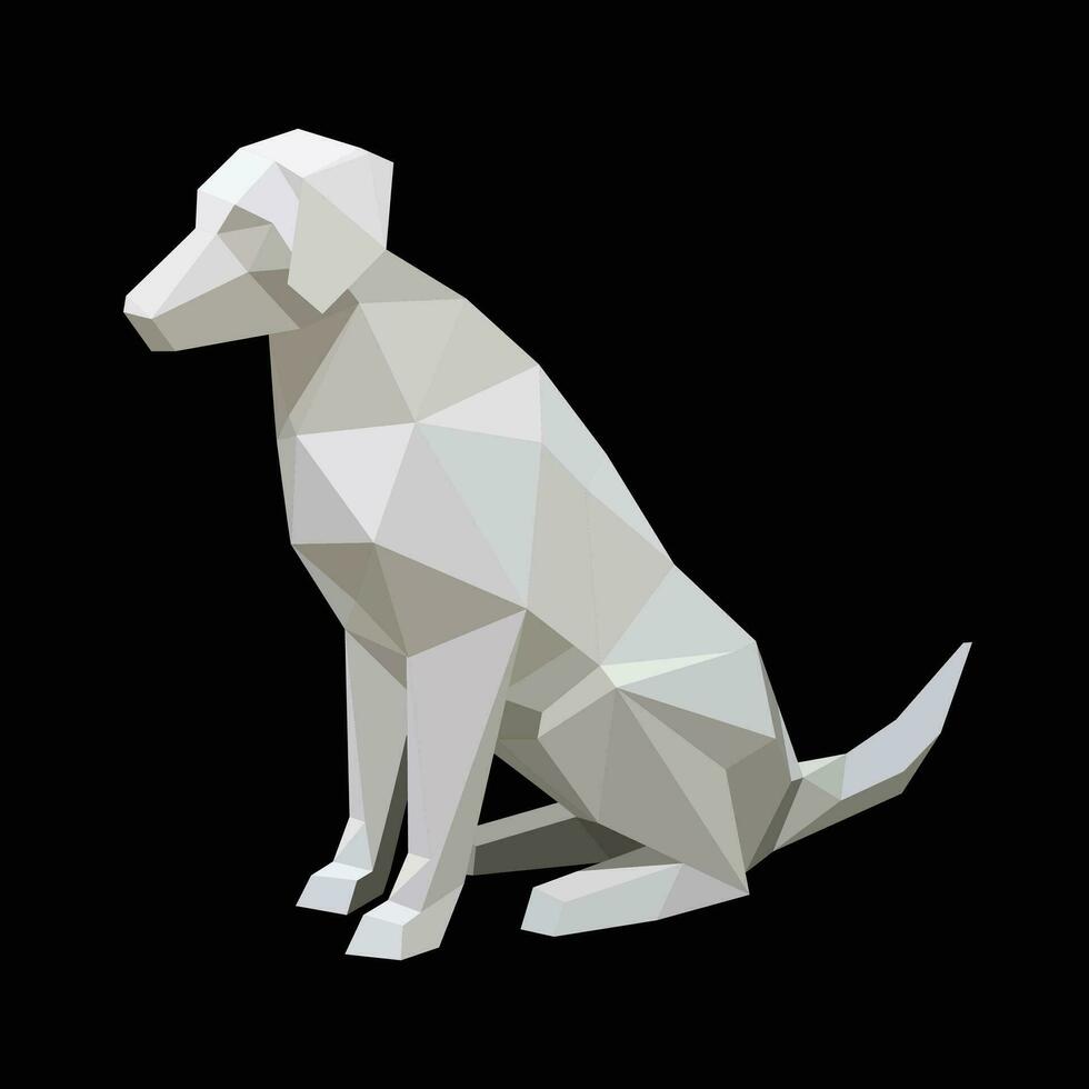 labrador retriever hund Sammanträde 3d geometrisk isometrisk sida se vektor bild