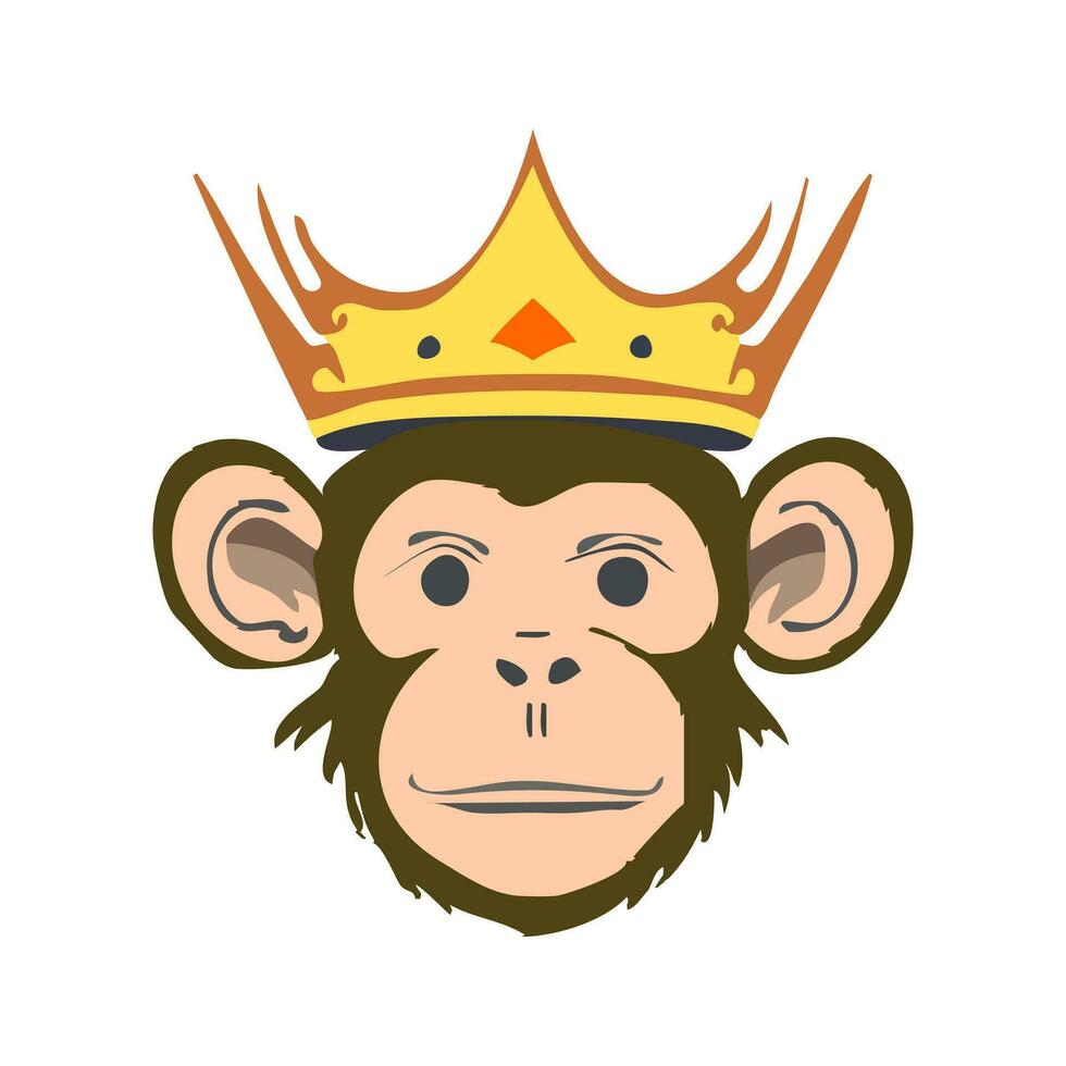 Porträt von Affe tragen ein Krone Vektor Illustration. Affe König.