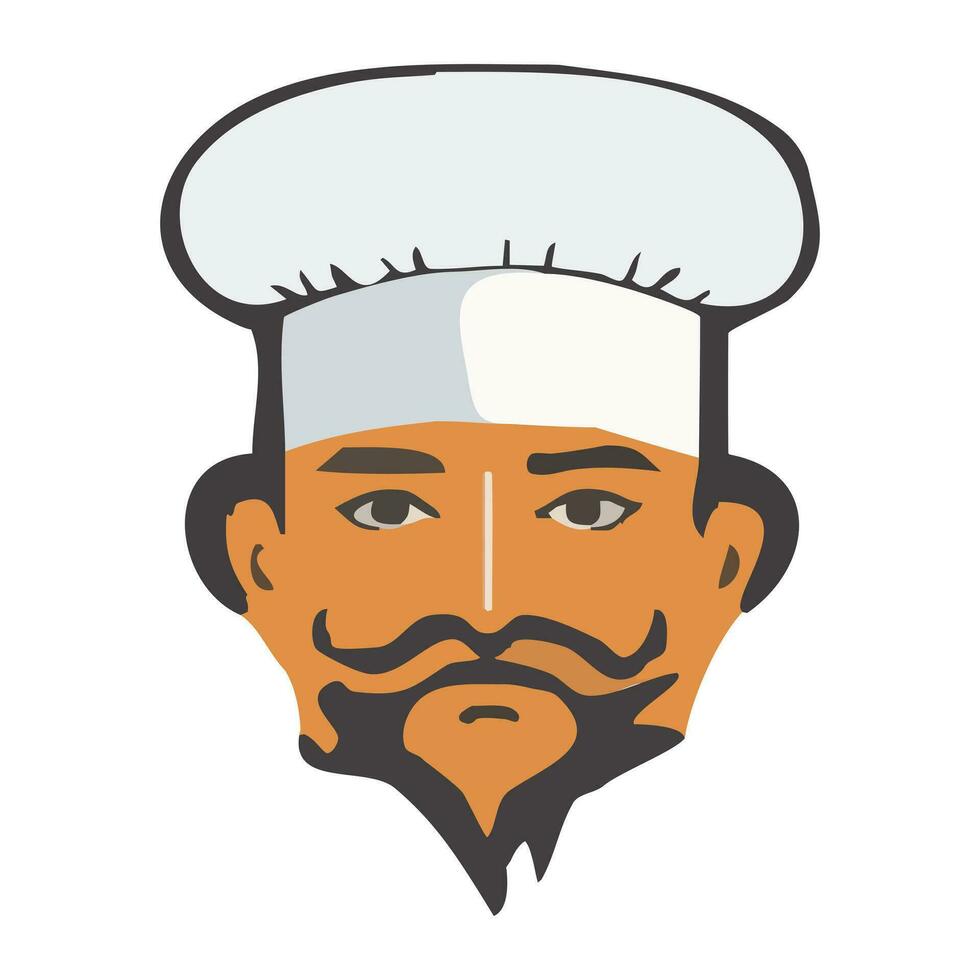 porträtt av kock bär en kock hatt och skägg vektor illustration