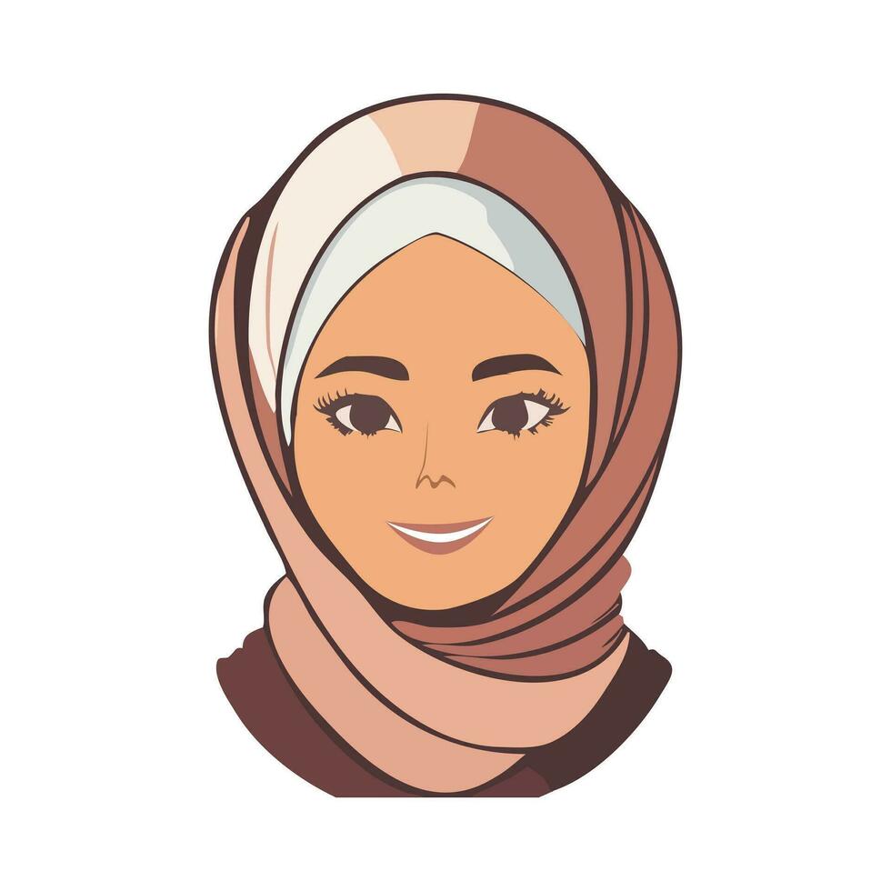 Porträt von schön Moslem Mädchen oder Moslem Frau tragen Hijab Vektor Illustration