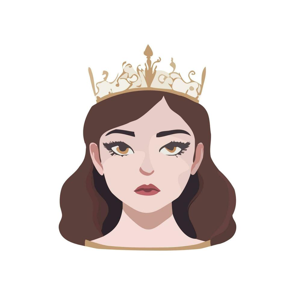 porträtt av prinsessa bär krona vektor illustration