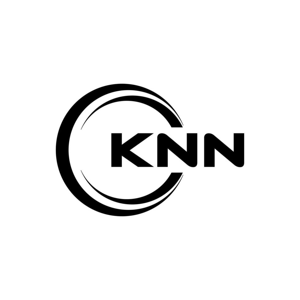 knn brev logotyp design i illustration. vektor logotyp, kalligrafi mönster för logotyp, affisch, inbjudan, etc.