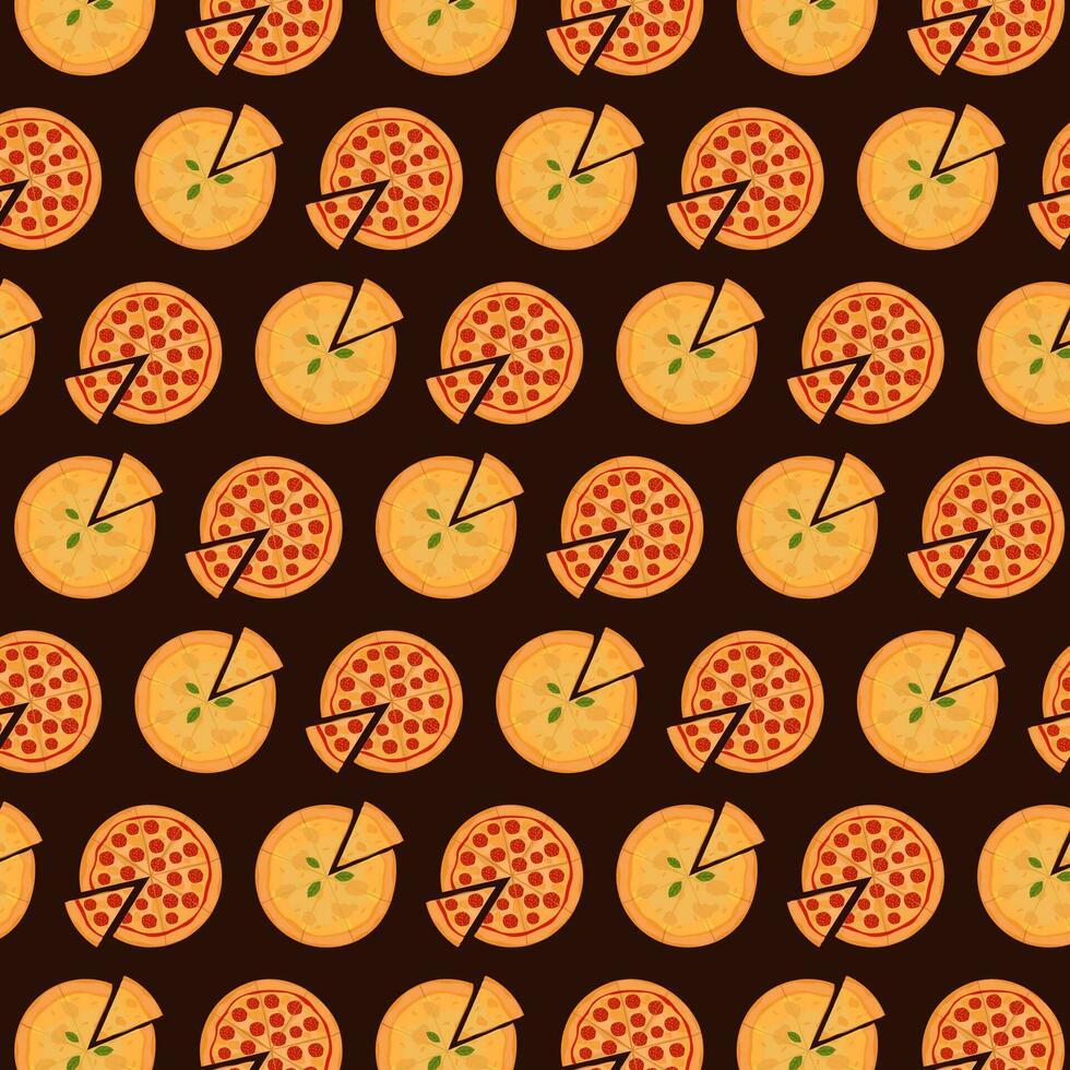 Essen Muster mit Pizza. Peperoni und 4 Käse. Hintergrund zum Dekoration. Vektor eben Illustration
