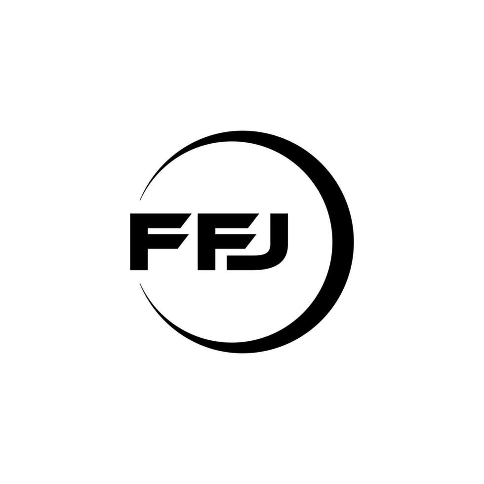 ffj brev logotyp design i illustration. vektor logotyp, kalligrafi mönster för logotyp, affisch, inbjudan, etc.