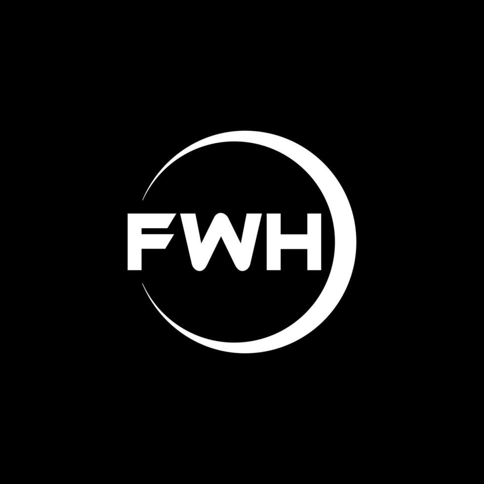 fwh brev logotyp design i illustration. vektor logotyp, kalligrafi mönster för logotyp, affisch, inbjudan, etc.