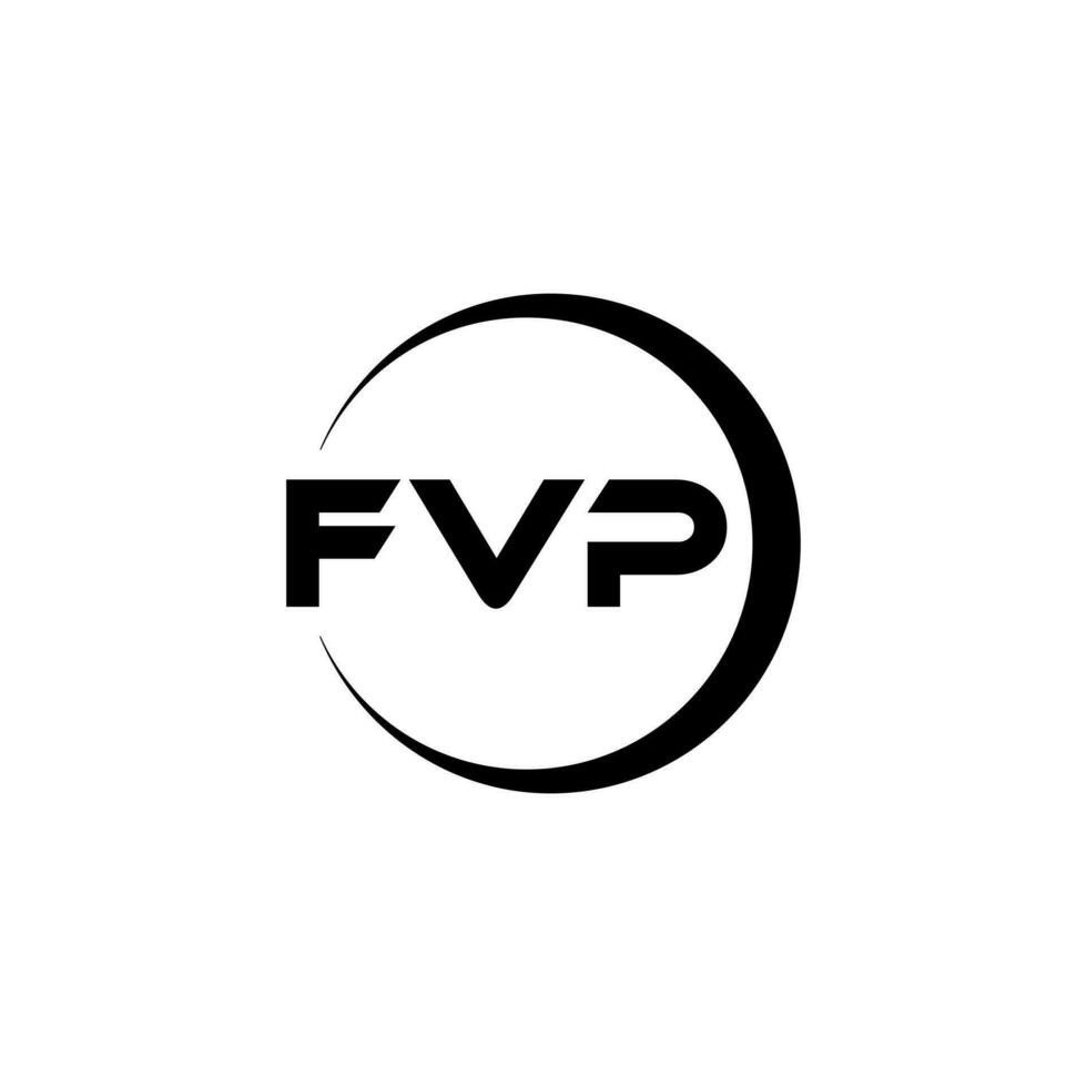 fvp brev logotyp design i illustration. vektor logotyp, kalligrafi mönster för logotyp, affisch, inbjudan, etc.