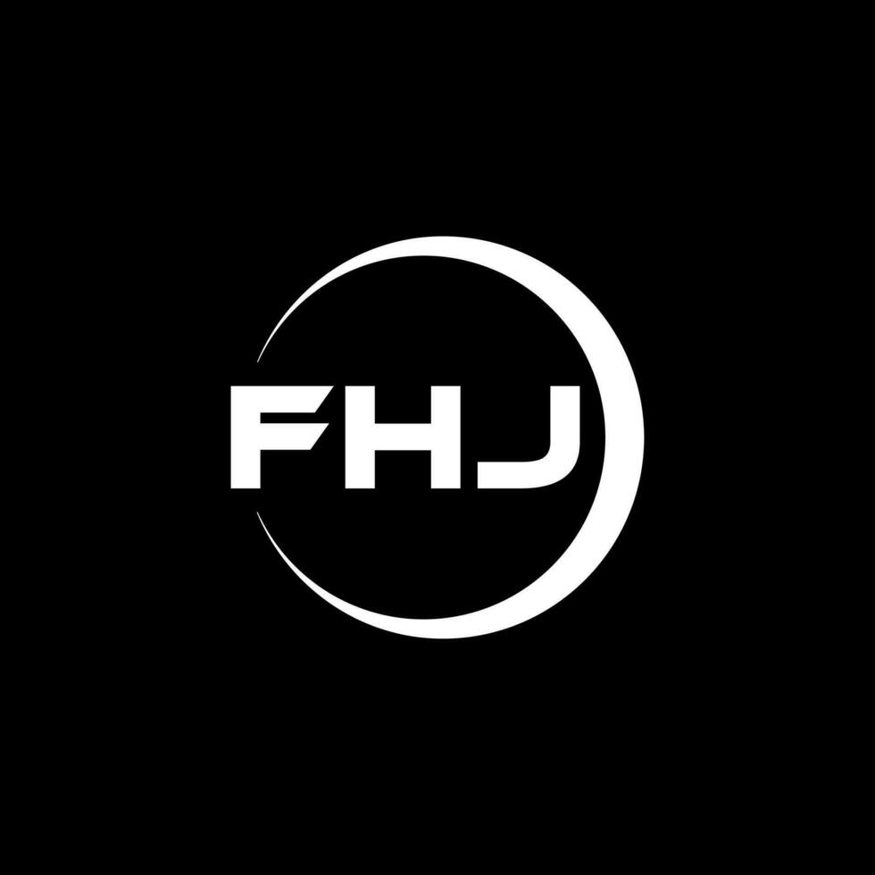 fhj brev logotyp design i illustration. vektor logotyp, kalligrafi mönster för logotyp, affisch, inbjudan, etc.