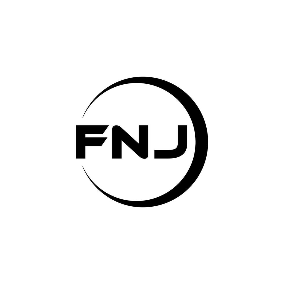 fnj brev logotyp design i illustration. vektor logotyp, kalligrafi mönster för logotyp, affisch, inbjudan, etc.