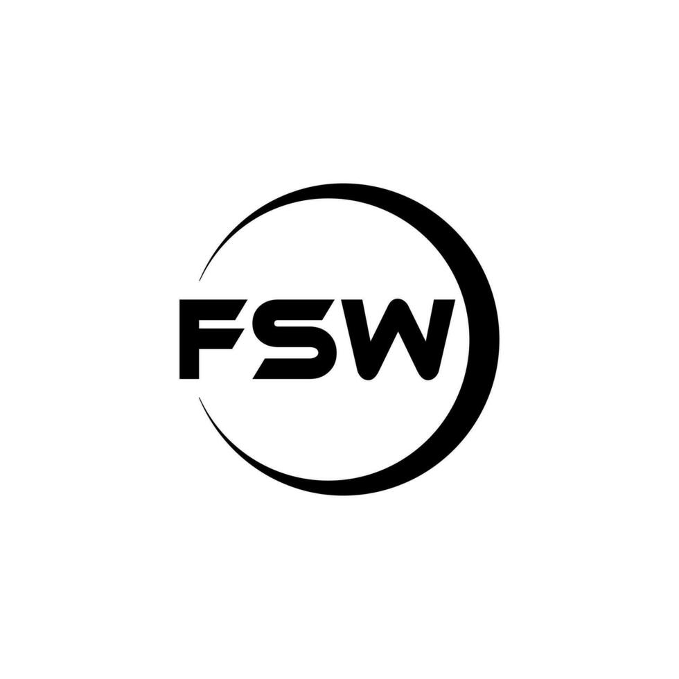 fsw brev logotyp design i illustration. vektor logotyp, kalligrafi mönster för logotyp, affisch, inbjudan, etc.