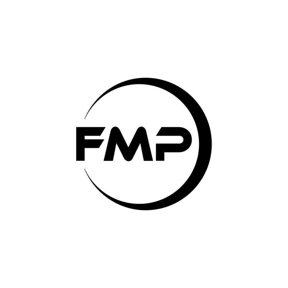 fmp brev logotyp design i illustration. vektor logotyp, kalligrafi mönster för logotyp, affisch, inbjudan, etc.