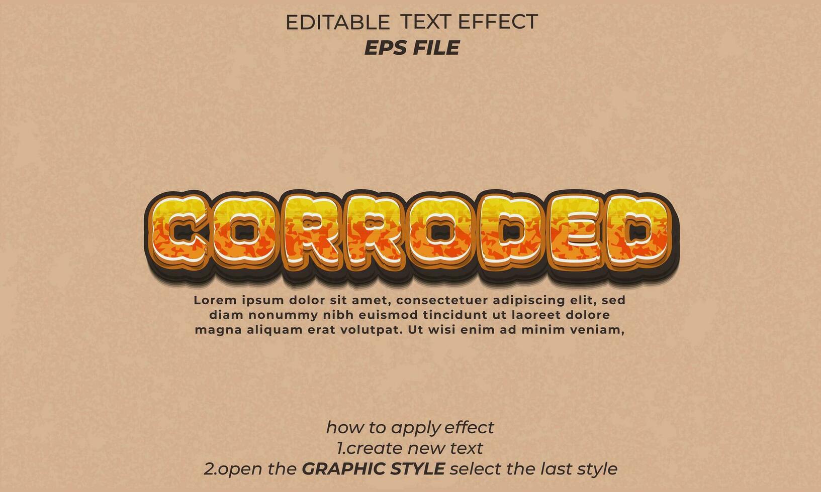 korroderade text effekt, typografi, 3d text vektor