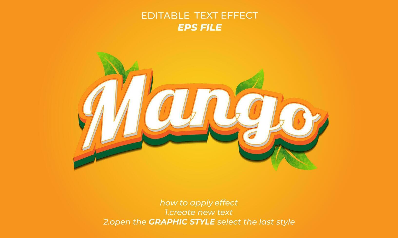 Mango Text Wirkung, Typografie, 3d Text. Vektor Vorlage