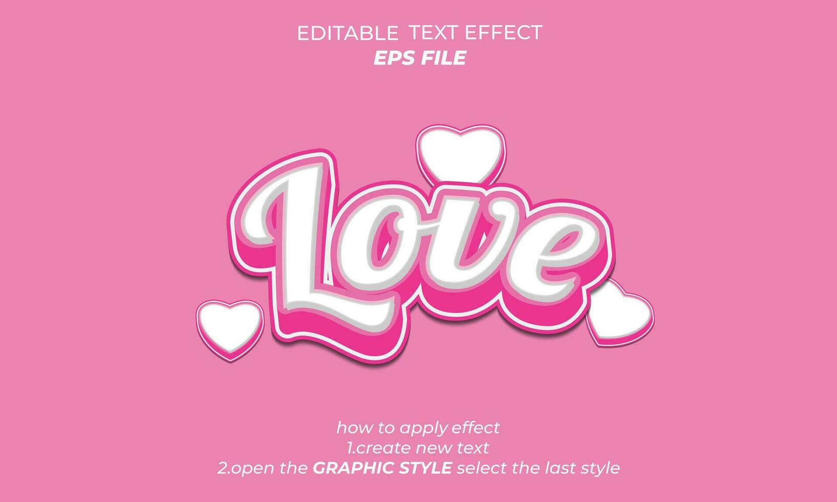 Liebe Text Wirkung, Schriftart editierbar, Typografie, 3d Text. Vektor Vorlage