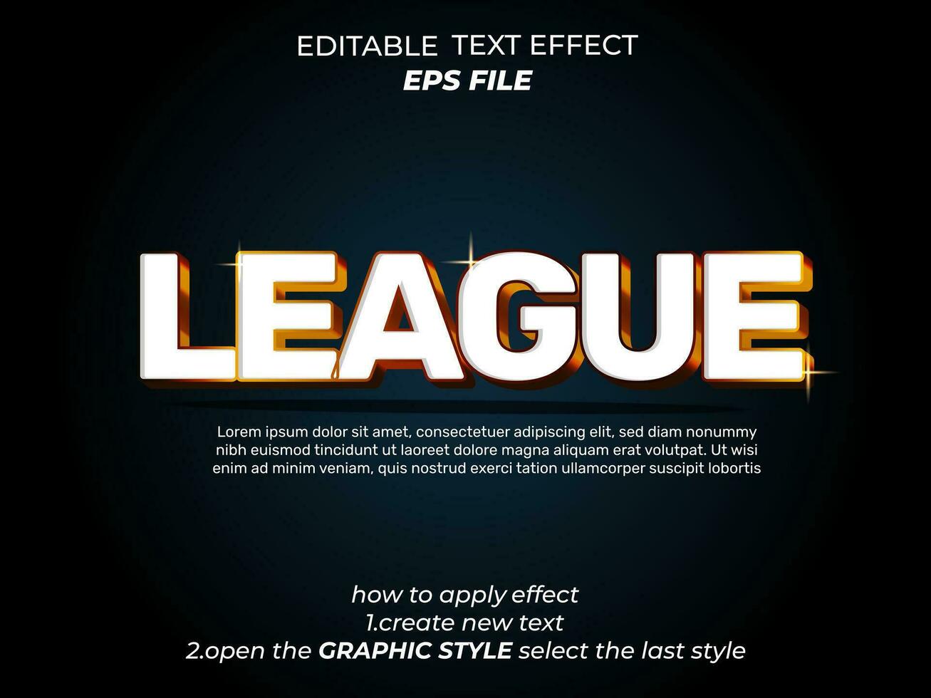 Liga Text Wirkung, Typografie, 3d Text. Vektor Vorlage