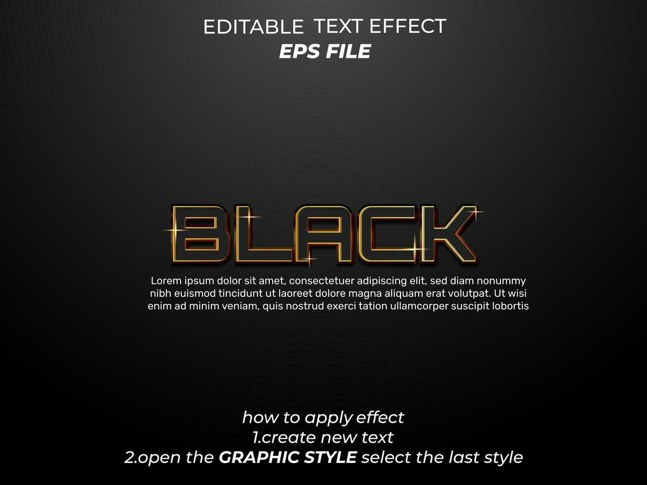 svart text effekt, typografi, 3d text vektor