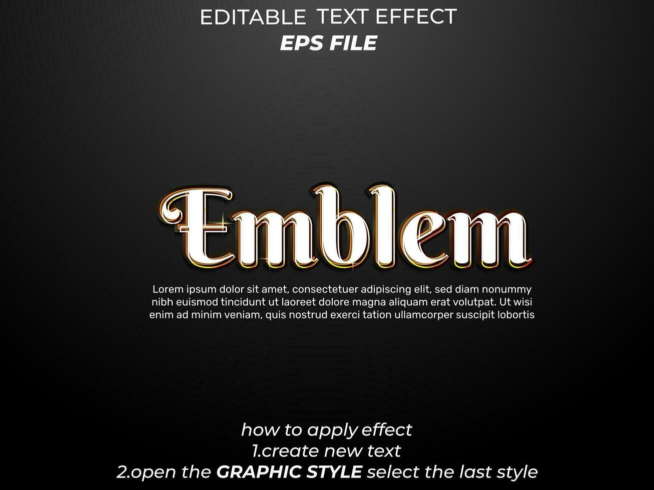emblem text effekt, typografi, 3d text. vektor mall