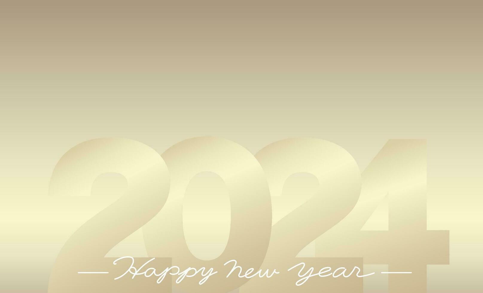 das Jahr 2024 Vektor Champagner Gold Hintergrund Illustration mit Neu Jahre Schöne Grüße und Text Raum.