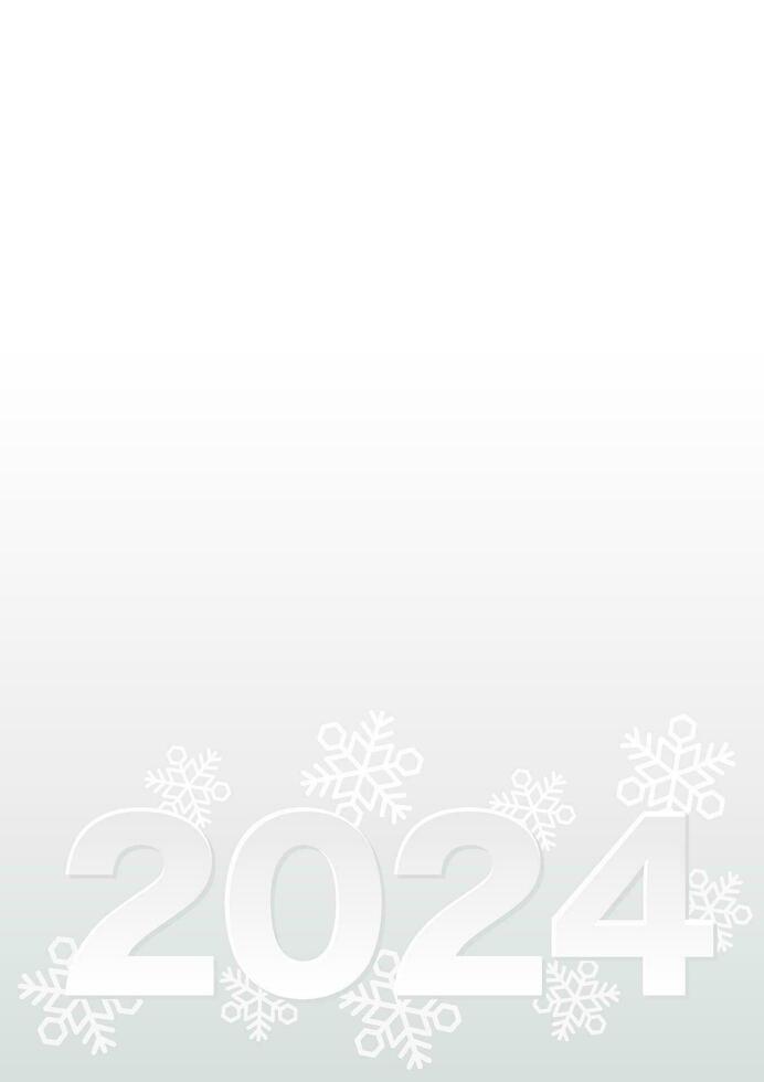 de år 2024 vektor svartvit hälsning kort mall med snöflingor och text Plats på ett abstrakt bakgrund.