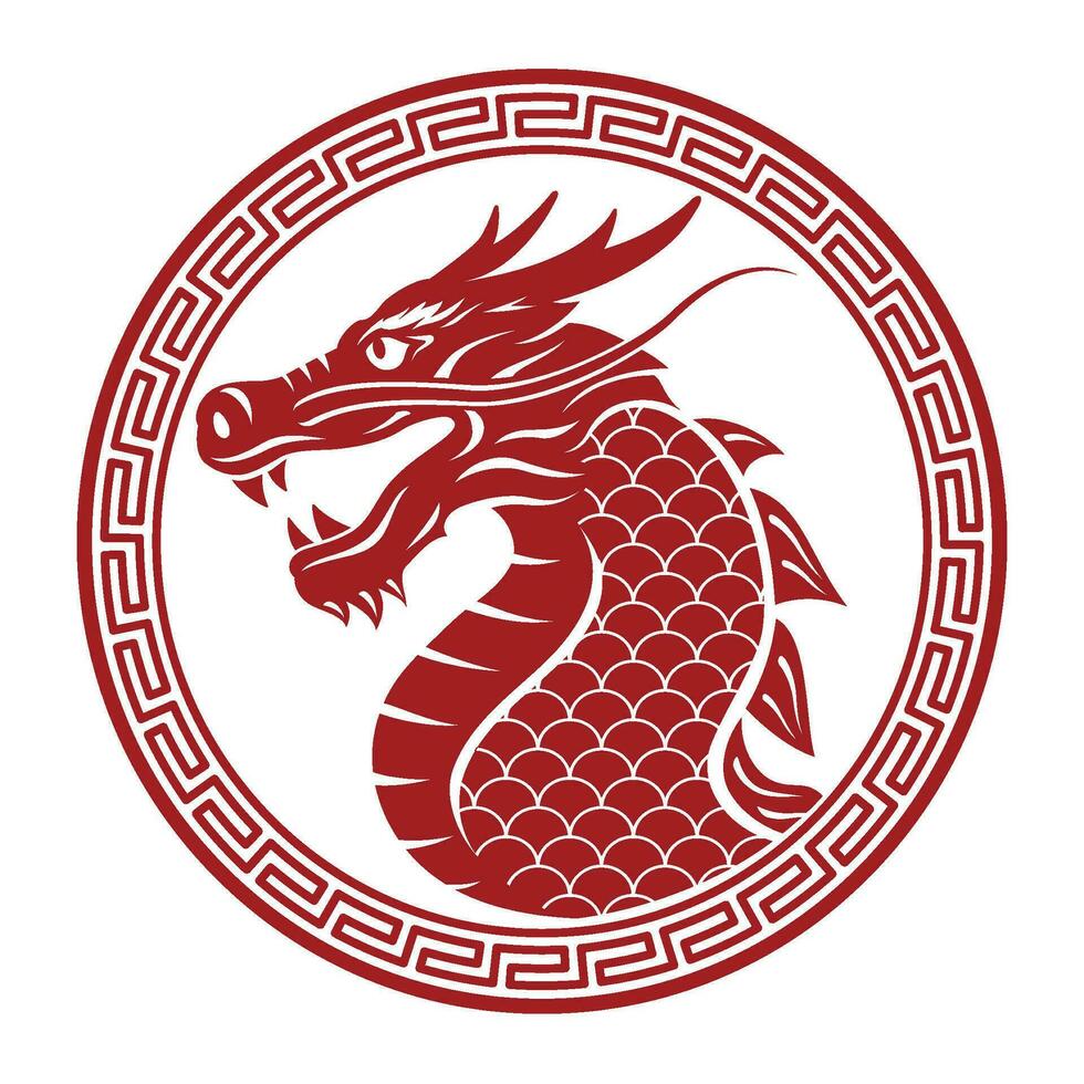 Jahr von das Drachen Vektor chinesischer Stil Tierkreis Symbol isoliert auf ein Weiß Hintergrund.