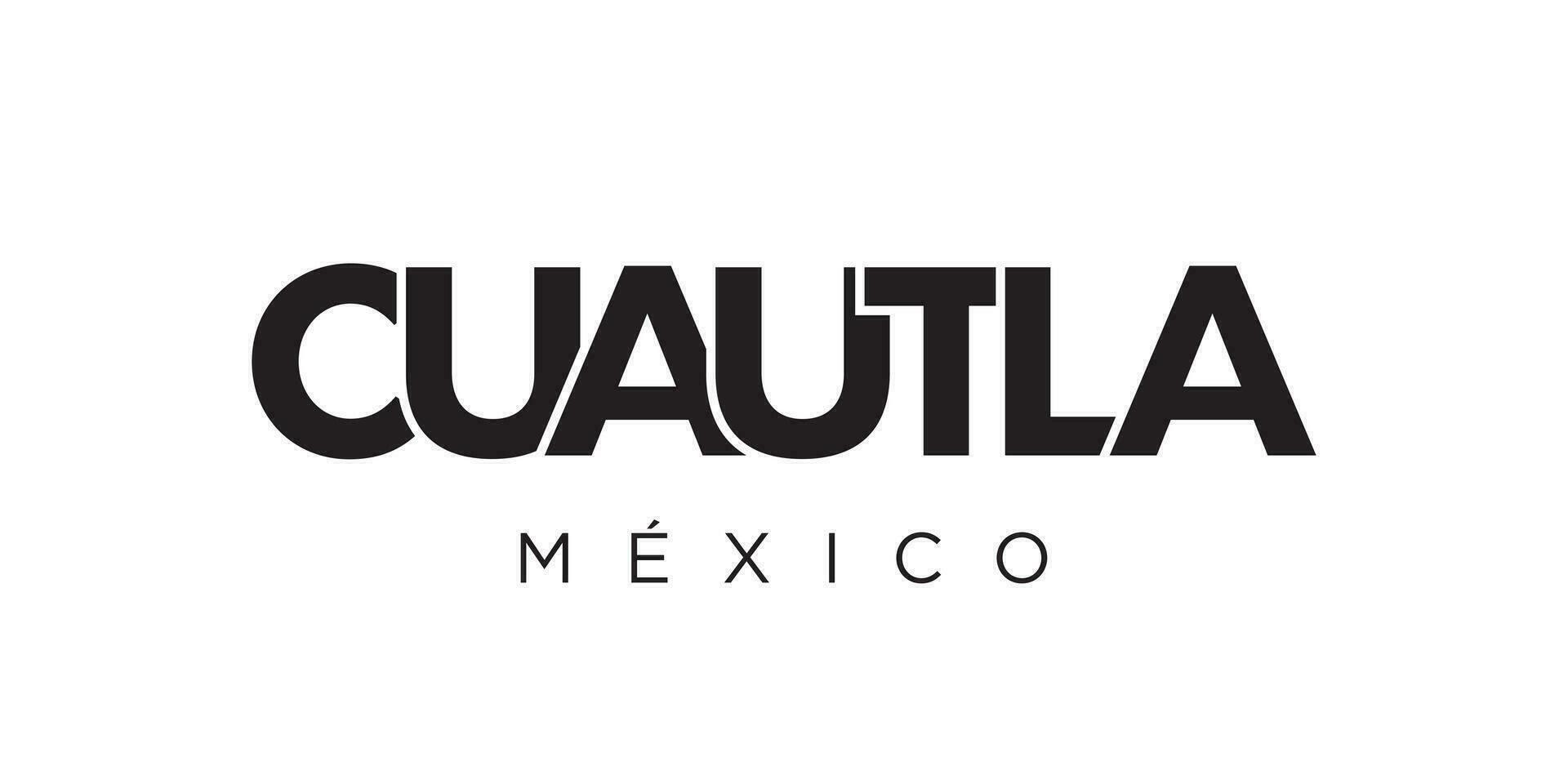 cuautla i de mexico emblem. de design funktioner en geometrisk stil, vektor illustration med djärv typografi i en modern font. de grafisk slogan text.