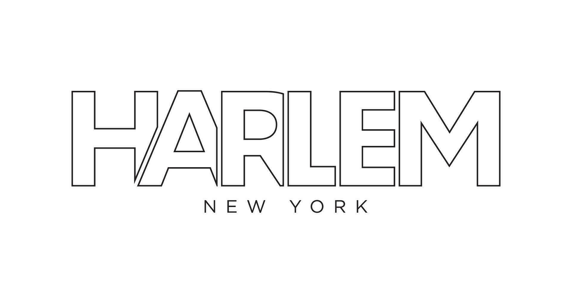 Harlem, Neu York, USA Typografie Slogan Design. Amerika Logo mit Grafik Stadt Beschriftung zum drucken und Netz. vektor