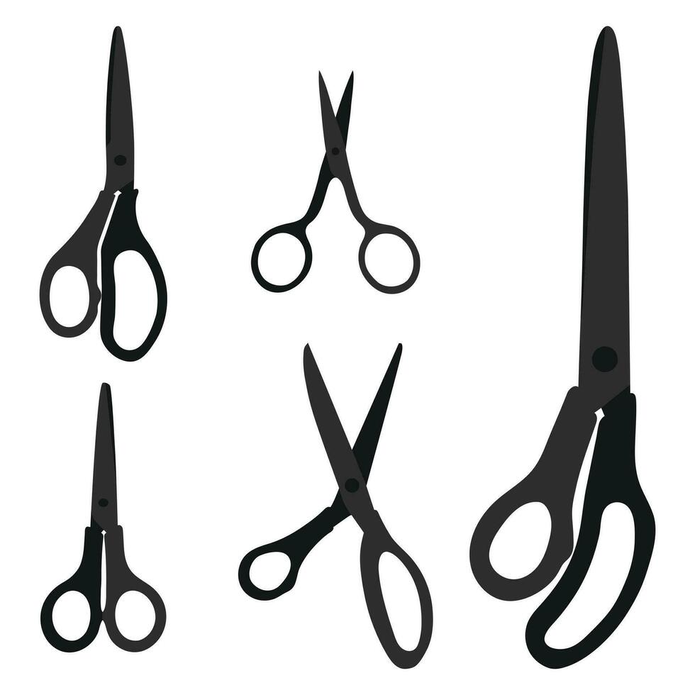 skizzenhaft Bild von Schere Silhouette. Schreibwaren, Tasche, Küche, Maniküre, Operation, Friseure, Schneider, Garten, Haushalt vektor