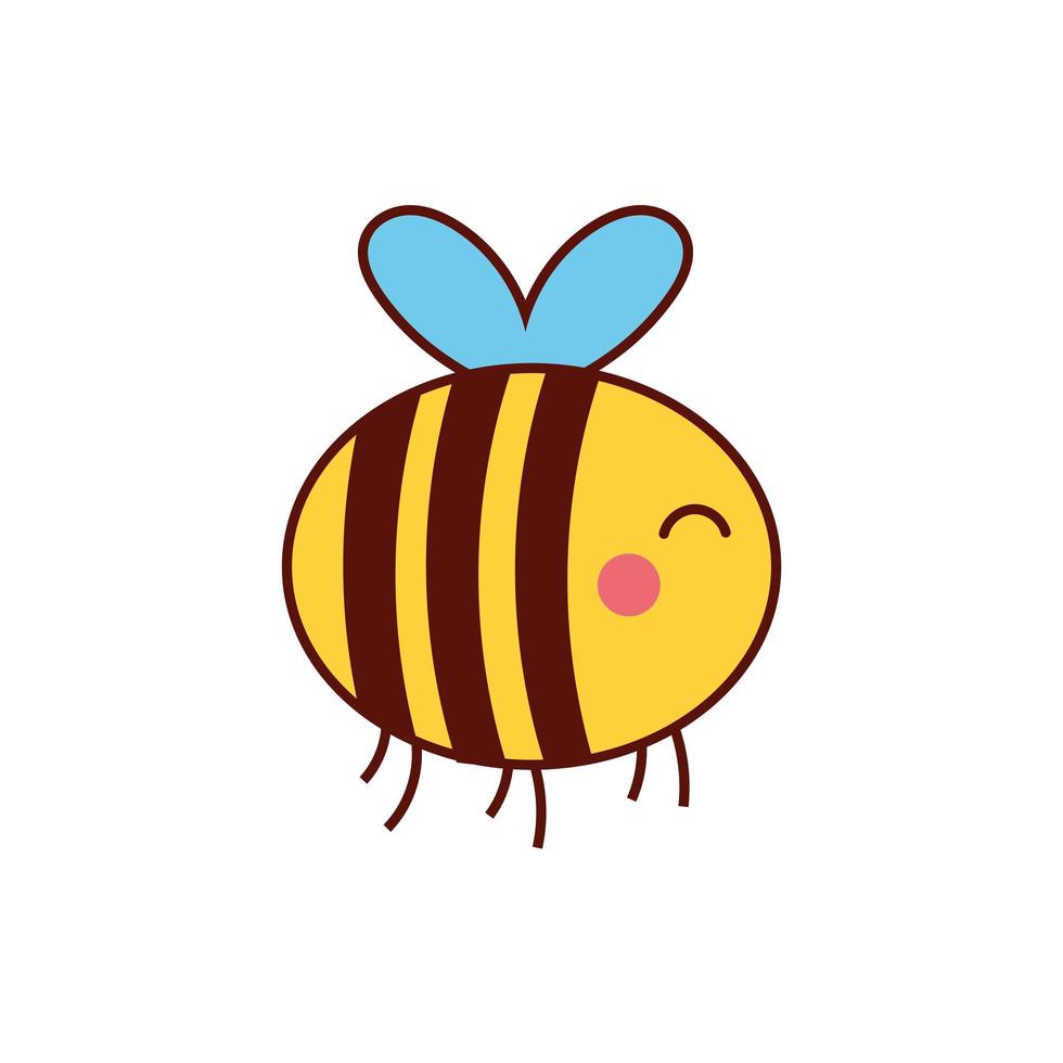 süße Biene Tier Comicfigur vektor
