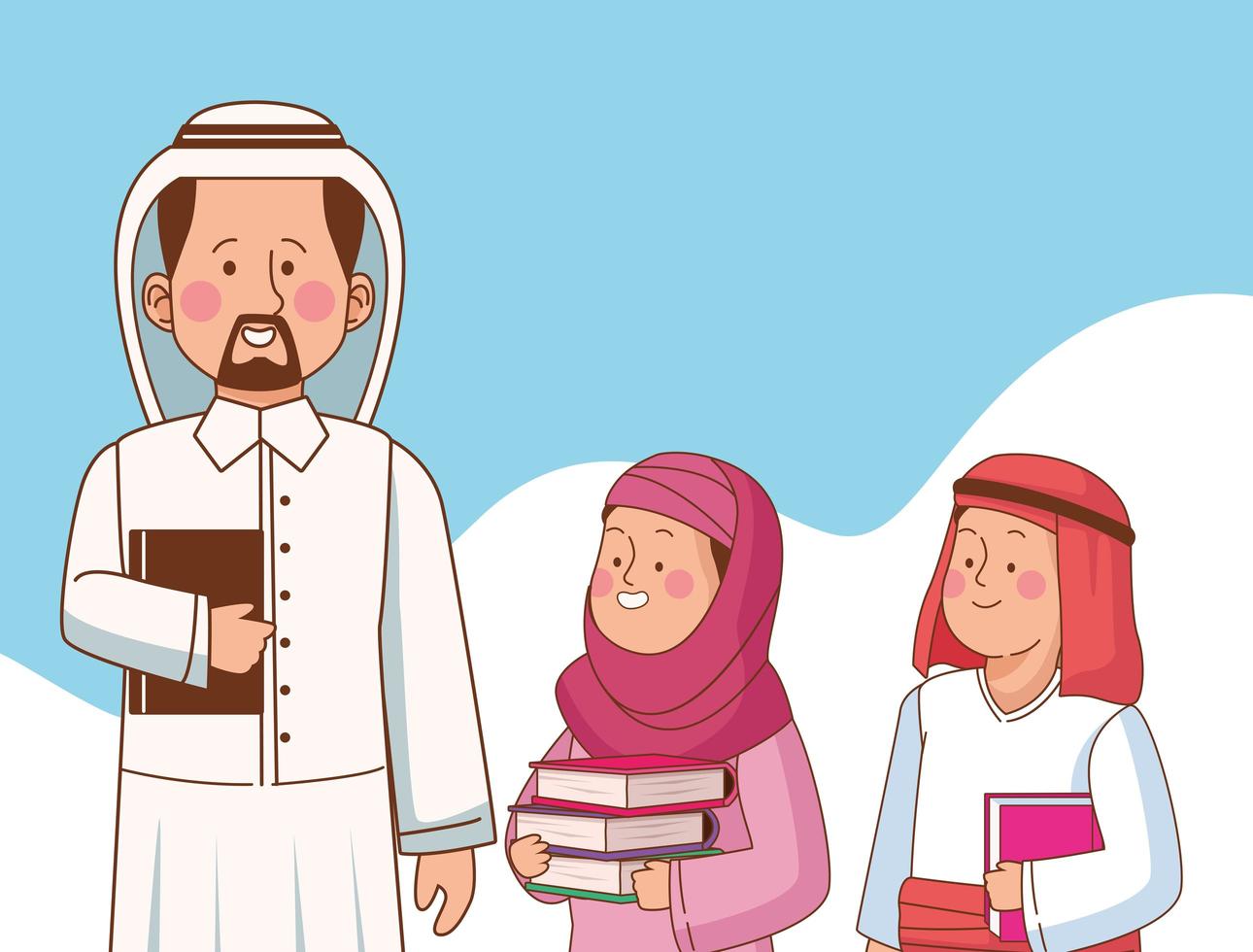 muslimsk lärare med elever vektor