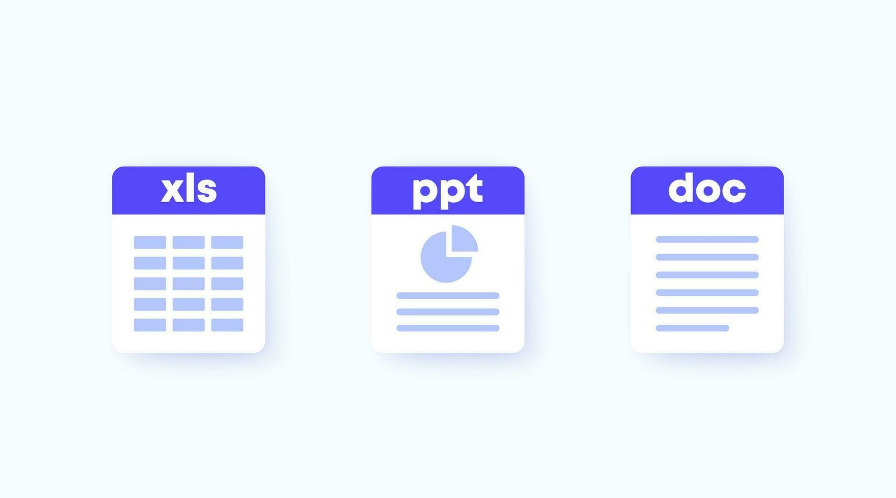 XLS, ppt und doc Datei Symbole vektor