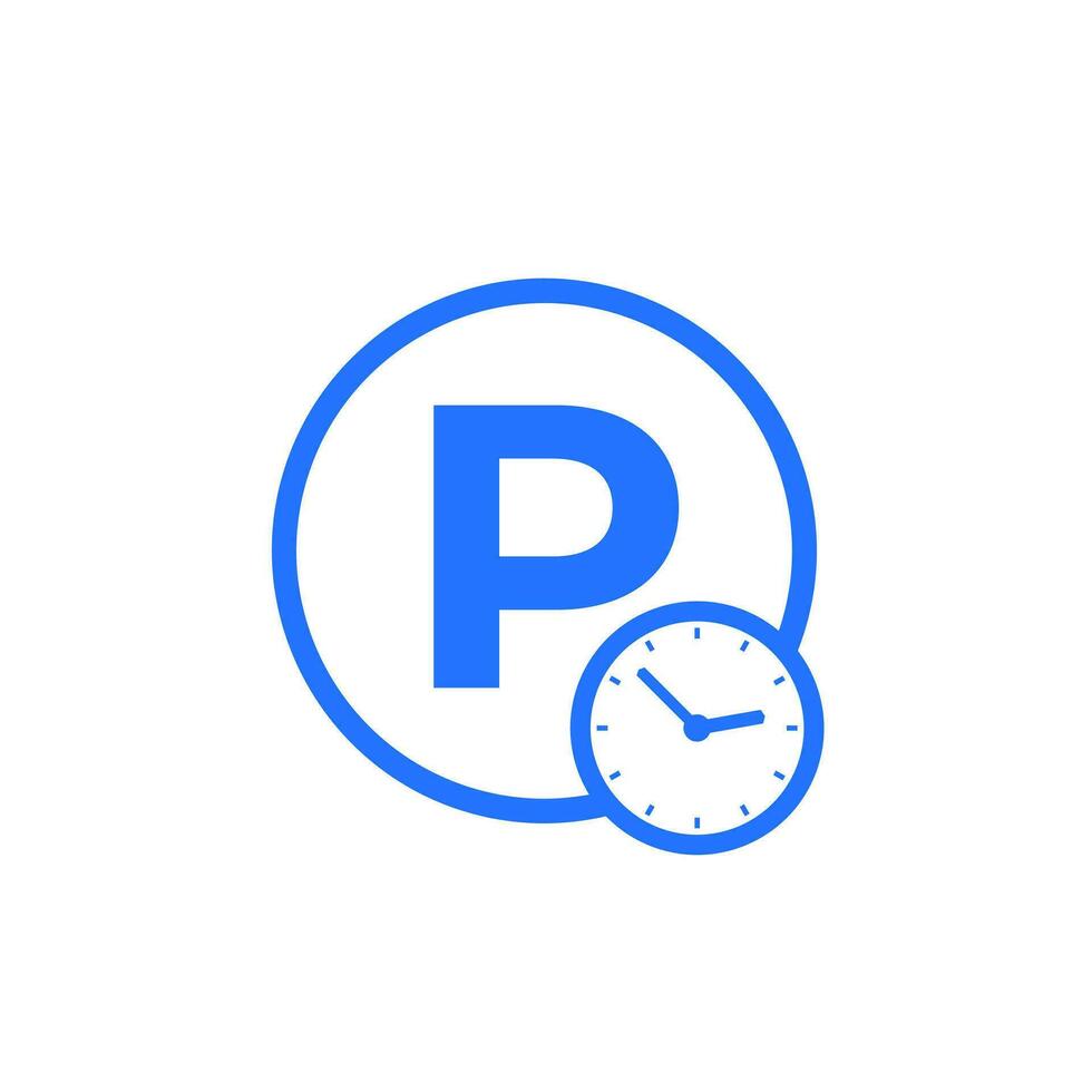 Parkplatz Zeit Symbol auf Weiß vektor