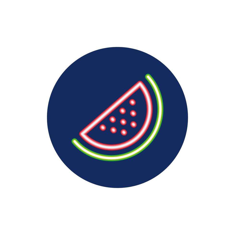 Wassermelonenfrucht Neonlichtsymbol vektor