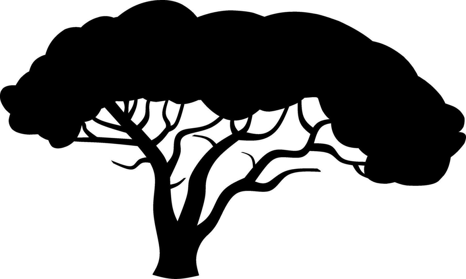 afrikansk träd ikon vektor illustration. afrikansk träd silhuett för ikon, symbol eller tecken. träd symbol för design handla om vilda djur och växter, natur, växt, flora, skog och ekologi