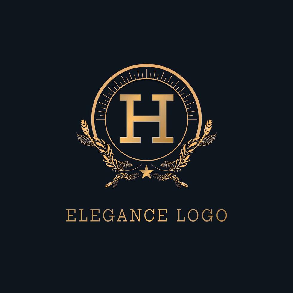 elegant golden Brief h Logo Design vektor