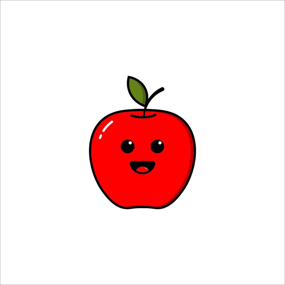 äpplen, en modern röd äpple design med en platt design stil, med rolig och söt ansiktsbehandling uttryck vektor
